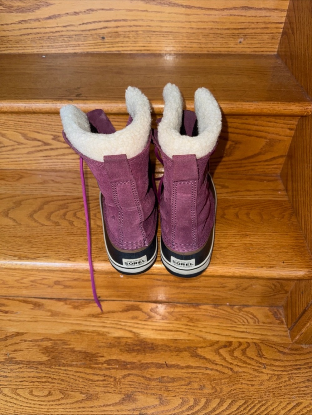 Sorel Women's Plum & Black Winter Lace-Up Boots with Cream Shearling - Picture 5 of 9